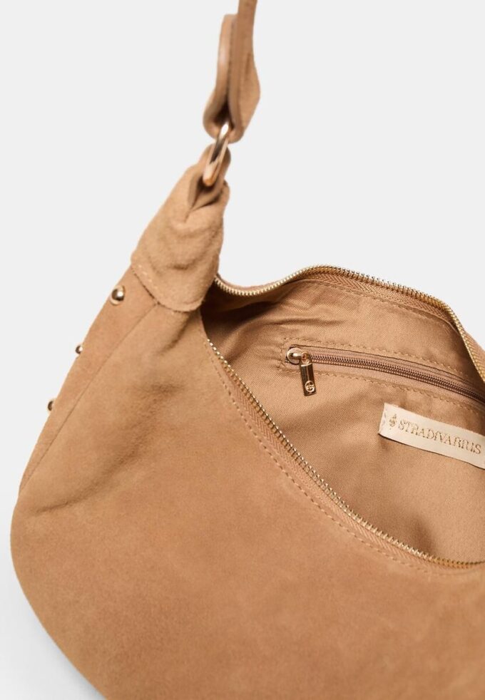 100 % Leder-Umhängetasche mit Nieten