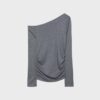 Asymmetrisches T-Shirt mit gerafftem Detail Asymmetrisches T-Shirt mit gerafftem Detail