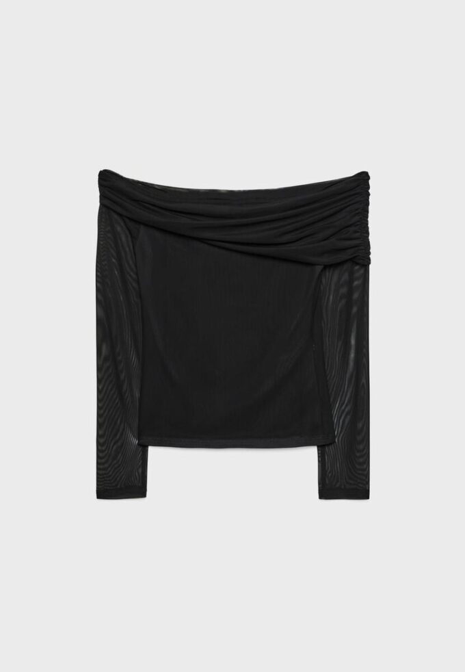Asymmetrisches Tüll-T-Shirt Asymmetrisches Tüll-T-Shirt