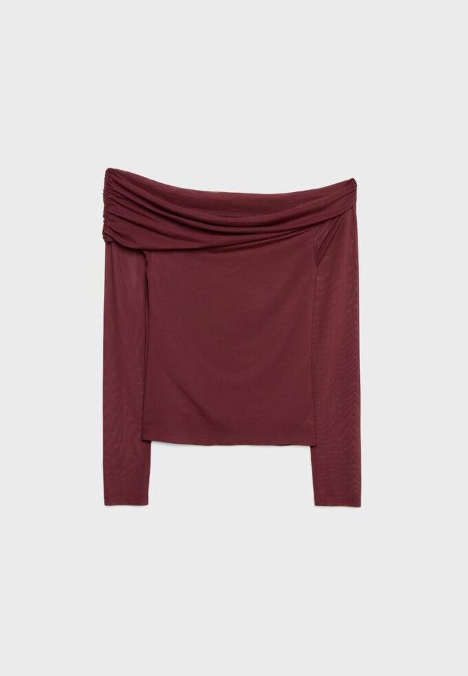 Asymmetrisches Tüll-T-Shirt Asymmetrisches Tüll-T-Shirt