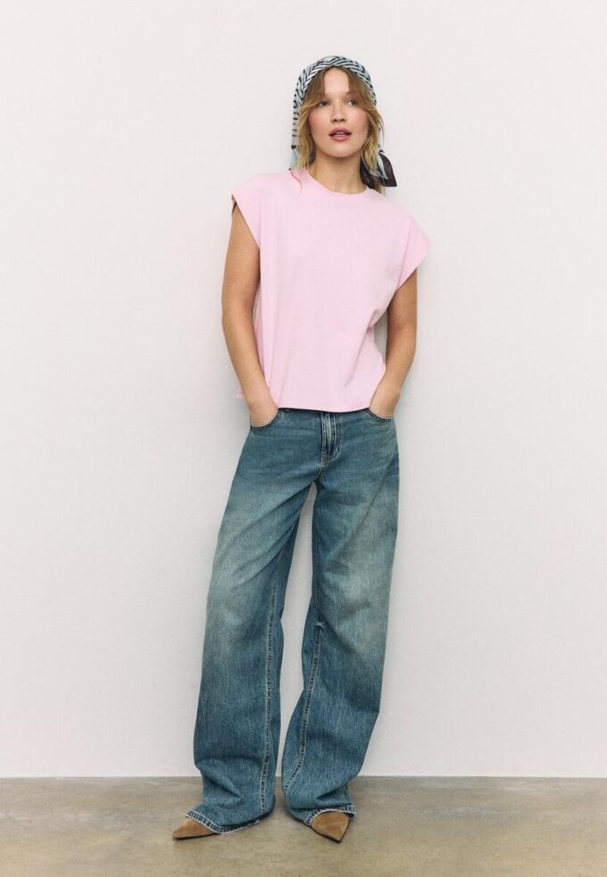 B06 Basics T-Shirt mit überschnittenen Schultern