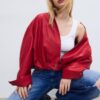 Ballonjacke in Lederoptik mit Gürteldetail