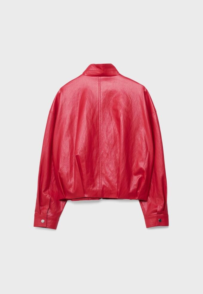 Ballonjacke in Lederoptik mit Gürteldetail