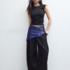 Basics gerafftes, figurbetontes T-Shirt
