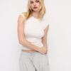 Basics gerafftes, figurbetontes T-Shirt