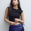 Basics gerafftes, figurbetontes T-Shirt