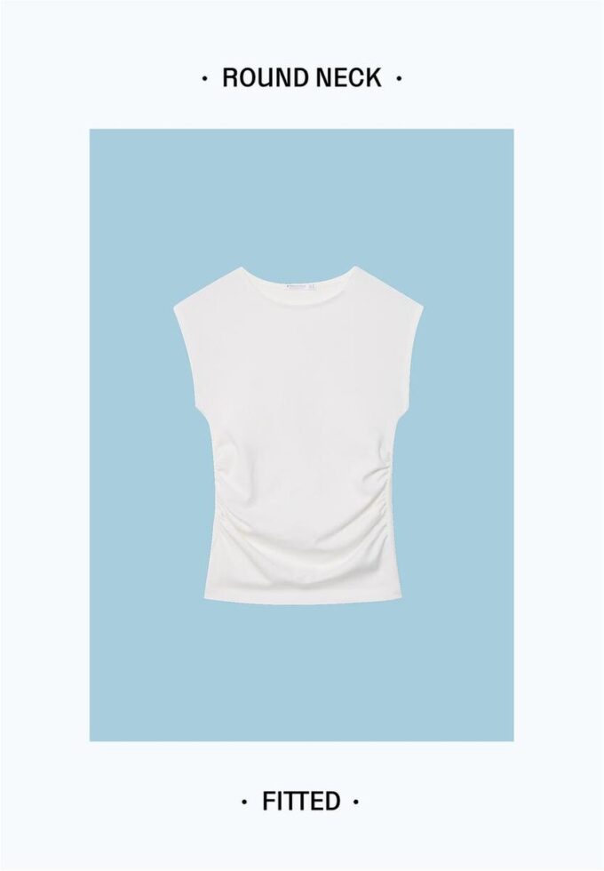 Basics gerafftes, figurbetontes T-Shirt
