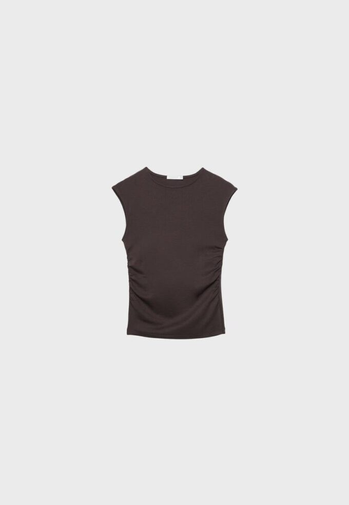 Basics gerafftes, figurbetontes T-Shirt