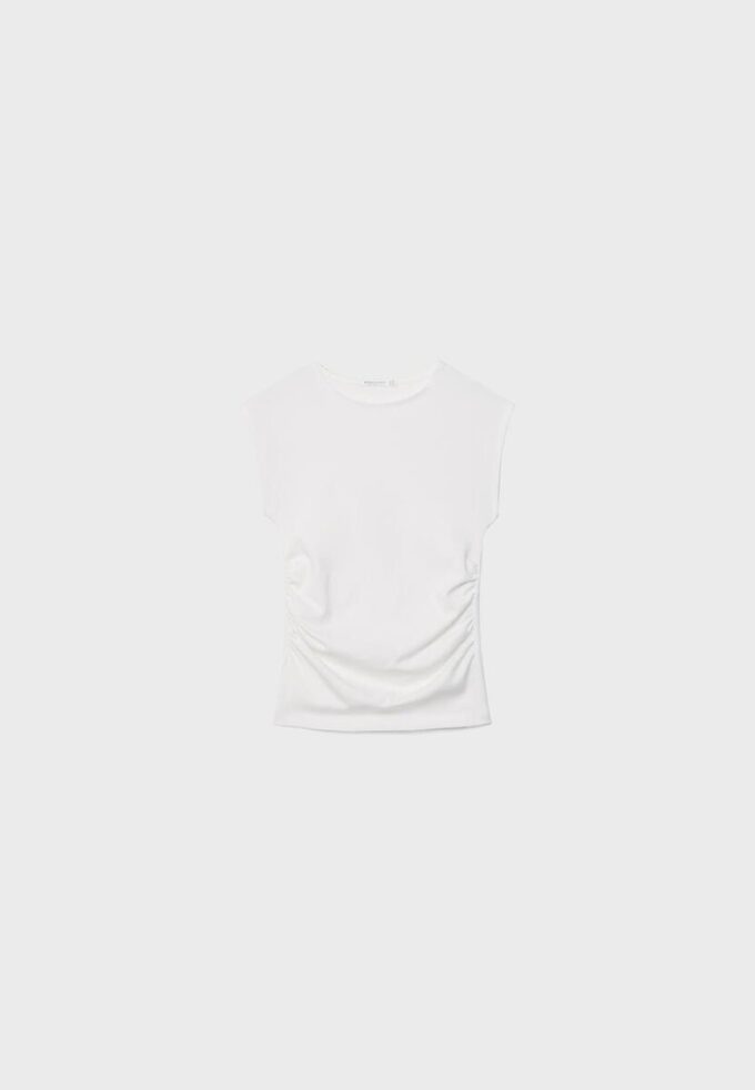 Basics gerafftes, figurbetontes T-Shirt