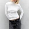 Basics T-Shirt mit hohem Kragen