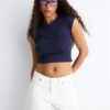 Basics tailliertes Crop-T-Shirt