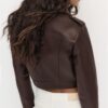 Bikerjacke aus Kunstleder mit Gürtel