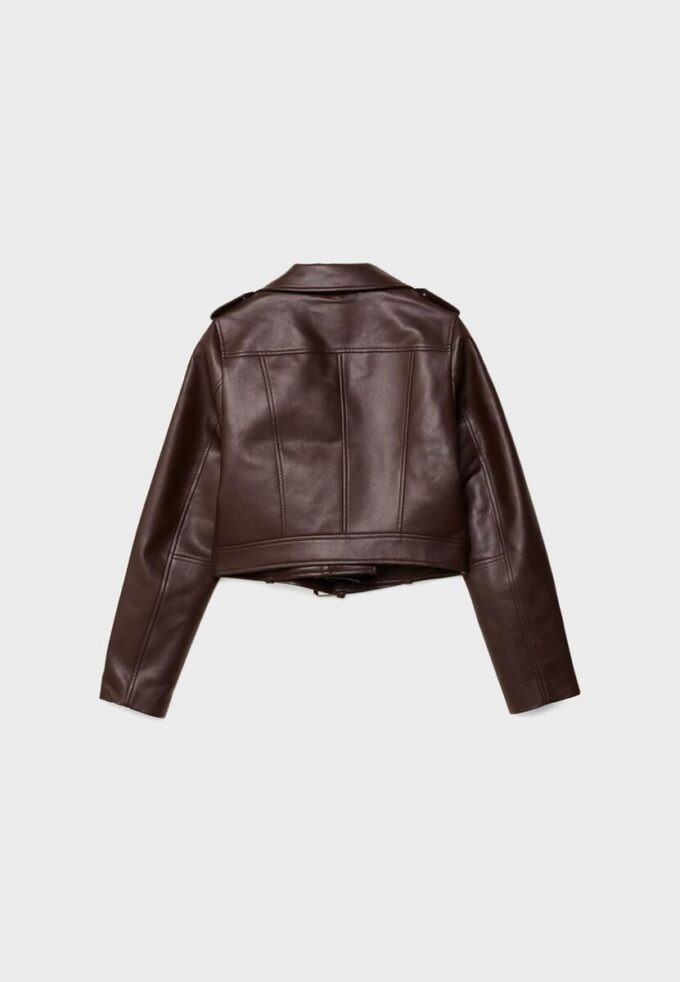 Bikerjacke aus Kunstleder mit Gürtel