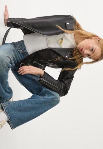 Bikerjacke in Lederoptik