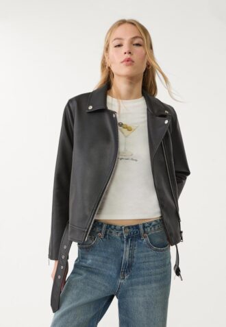 Bikerjacke in Lederoptik