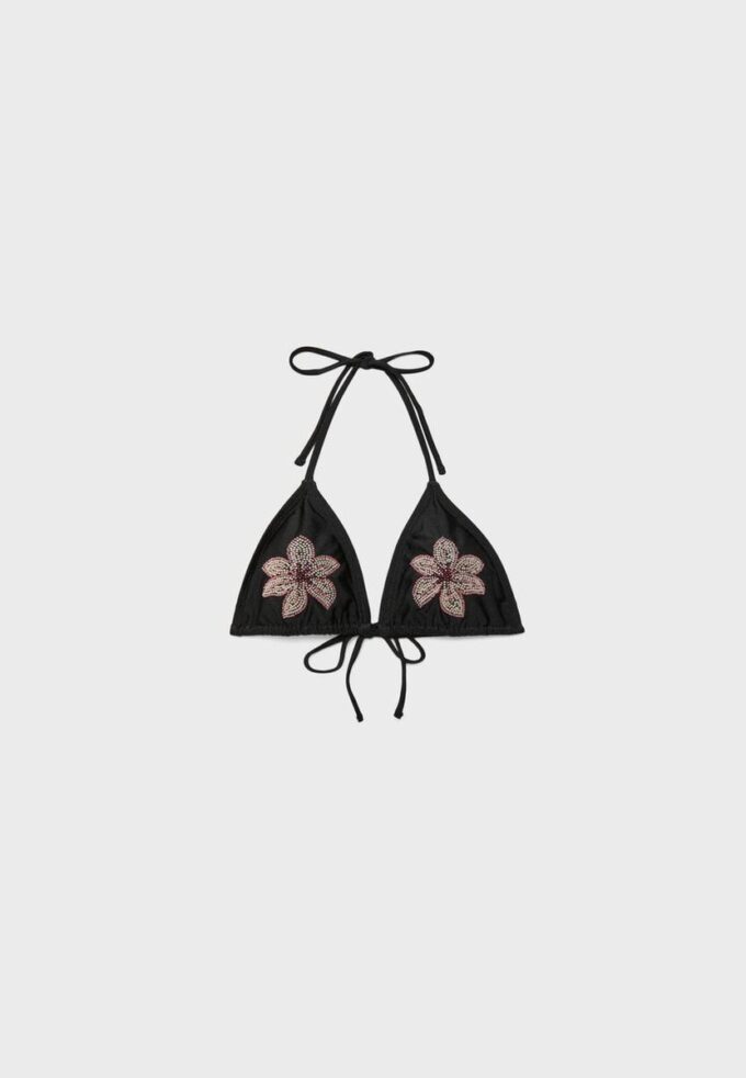 Bikini-Oberteil im Triangel-Schnitt mit Blumenstickerei Bikini-Oberteil im Triangel-Schnitt mit Blumenstickerei