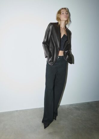 Blazer in Regular Fit mit Lederoptik
