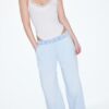 Fließende Denim-Hose mit Kordelzug