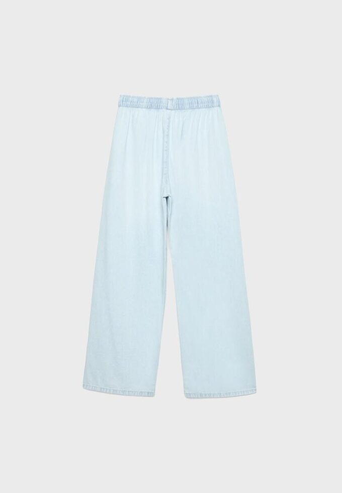 Fließende Denim-Hose mit Kordelzug