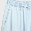 Fließende Denim-Hose mit Kordelzug