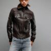 Gerippte Lederjacke Gerippte Lederjacke