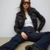 Gerippte Lederjacke Gerippte Lederjacke