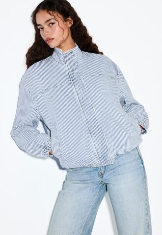 Gestreifte Jeansjacke