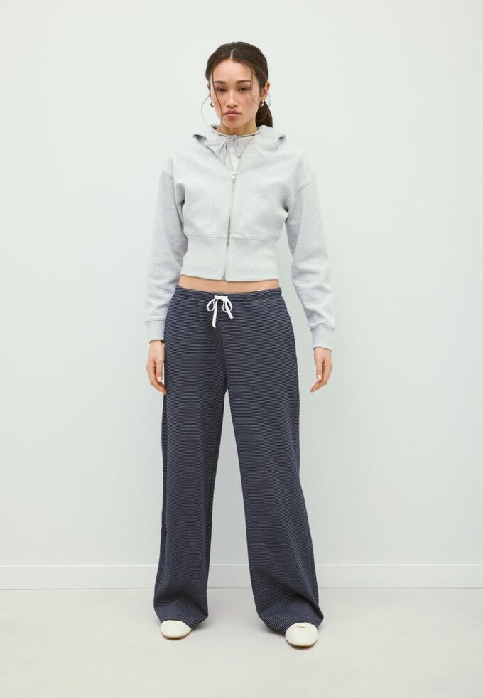 Gestreifte Jogginghose mit Wide Leg-Bein