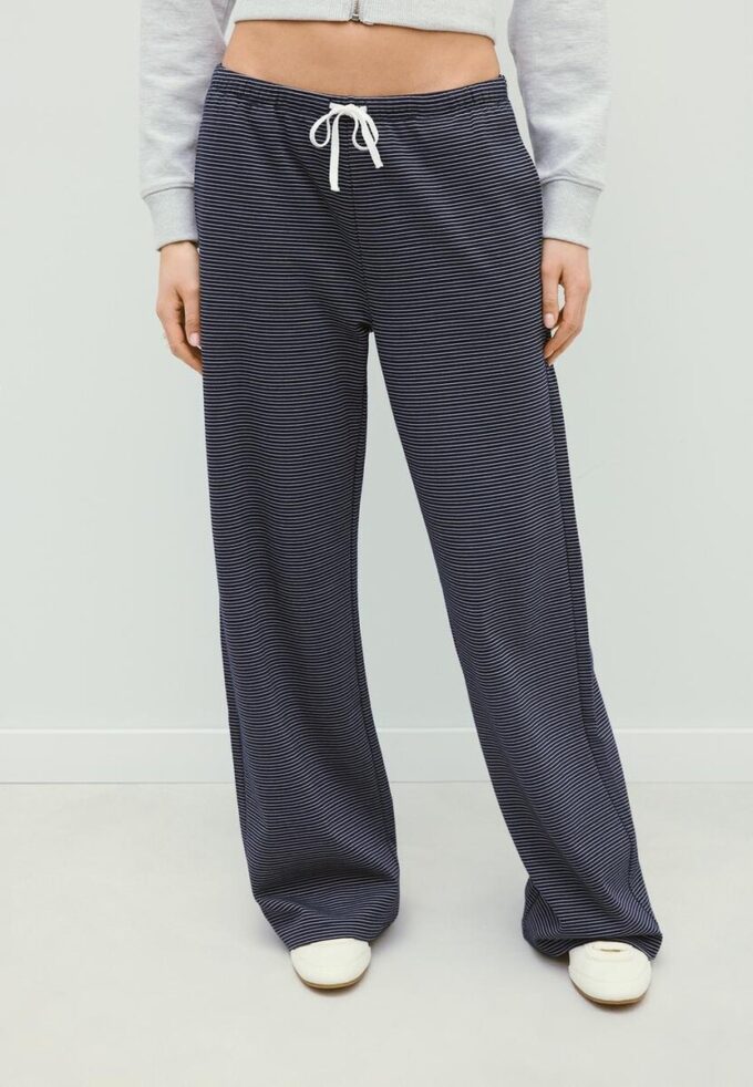Gestreifte Jogginghose mit Wide Leg-Bein
