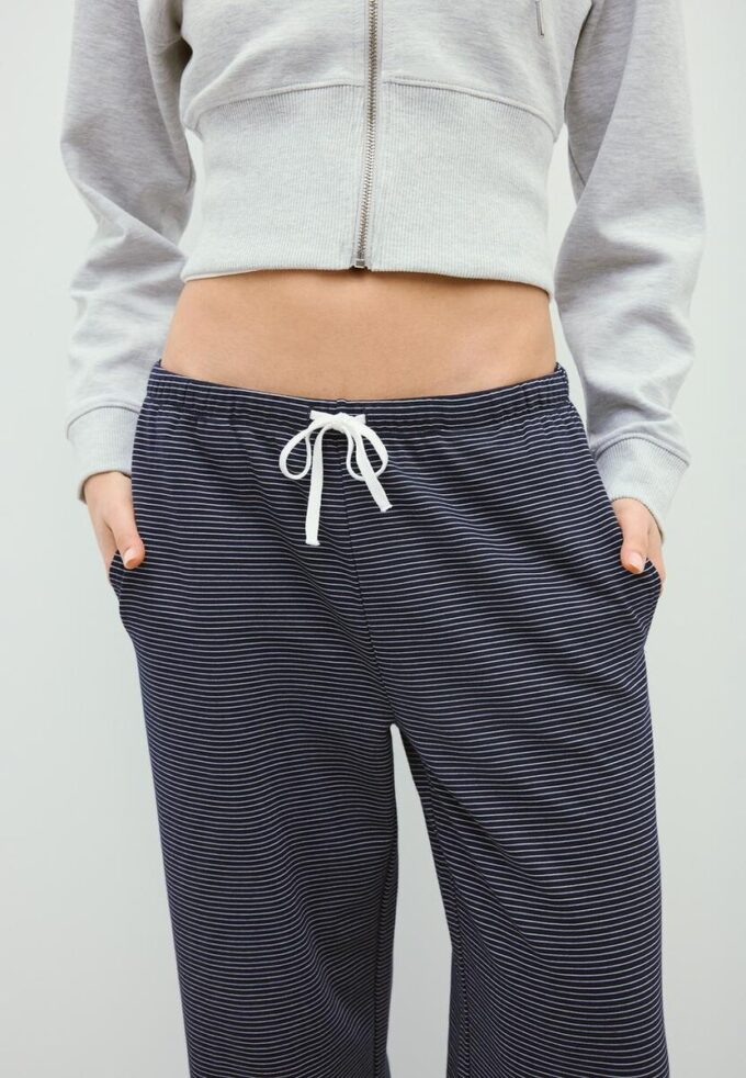 Gestreifte Jogginghose mit Wide Leg-Bein