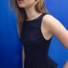 Gestreiftes, ärmelloses Peplum-Oberteil