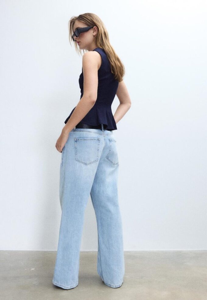 Gestreiftes, ärmelloses Peplum-Oberteil