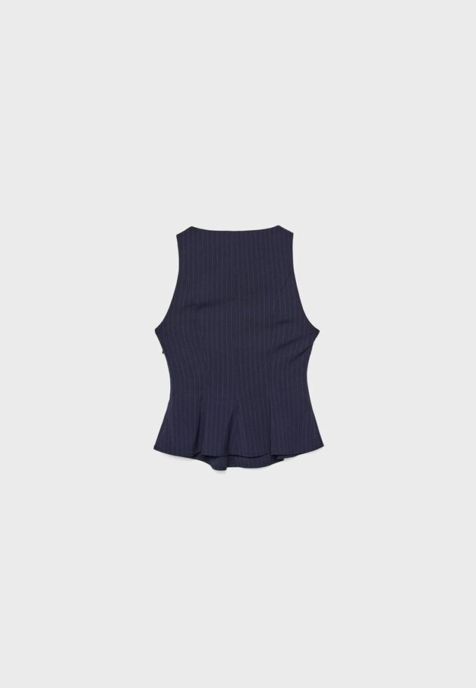 Gestreiftes, ärmelloses Peplum-Oberteil