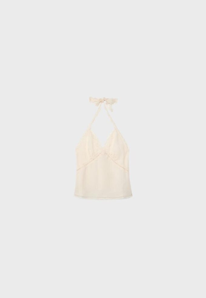 Halter-Oberteil mit Spitzenbesatz Halter-Oberteil mit Spitzenbesatz