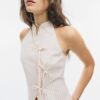 Halterneck-Oberteil im Qipao-Stil mit halbgeknittertem Knoten