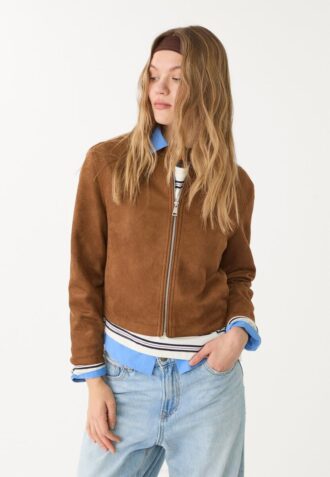 Jacke aus Kunstwildleder mit Reißverschluss