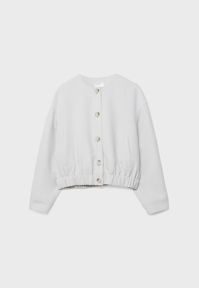 Jacke mit Puffärmeln und Rundhalsausschnitt Jacke mit Puffärmeln und Rundhalsausschnitt