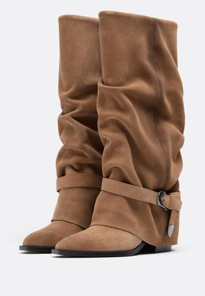 Joots-Leder-Stiefel mit hohem Absatz
