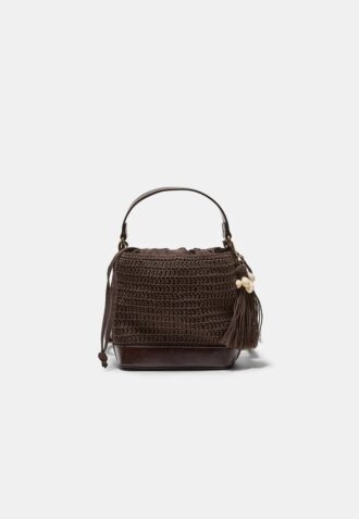 Kombinierte Bucket Bag aus Häkelstoff Kombinierte Bucket Bag aus Häkelstoff