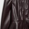 Kragenloser Blazer mit Peplum in Lederoptik