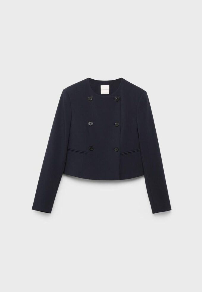 Kurzer Blazer mit Rundhalsausschnitt