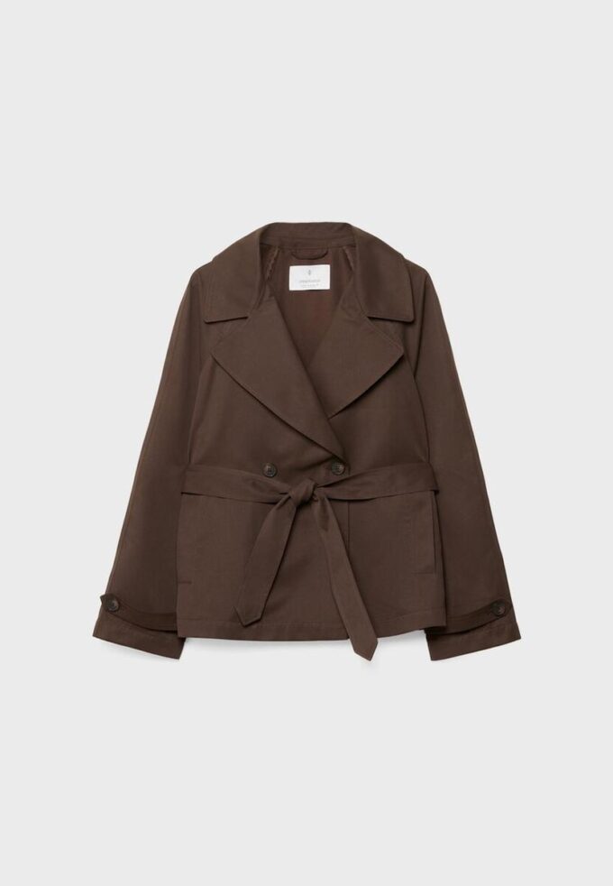 Kurzes, fließendes Trenchcoat mit Gürtel