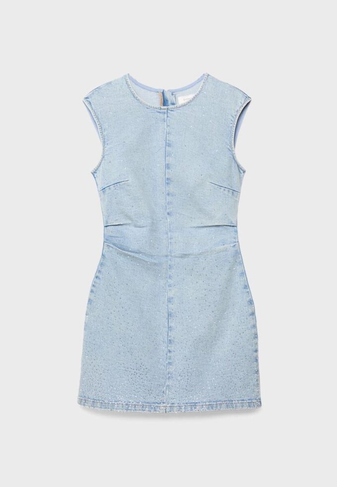 Kurzes Jeanskleid mit Strass Kurzes Jeanskleid mit Strass