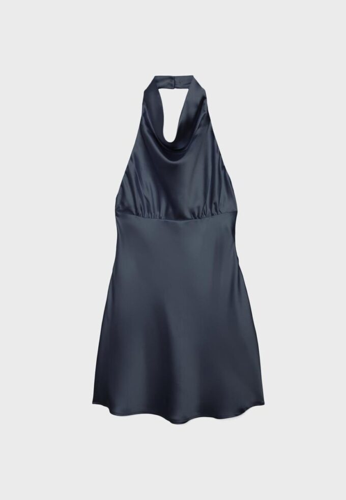 Kurzes Satin-Kleid mit Neckholder