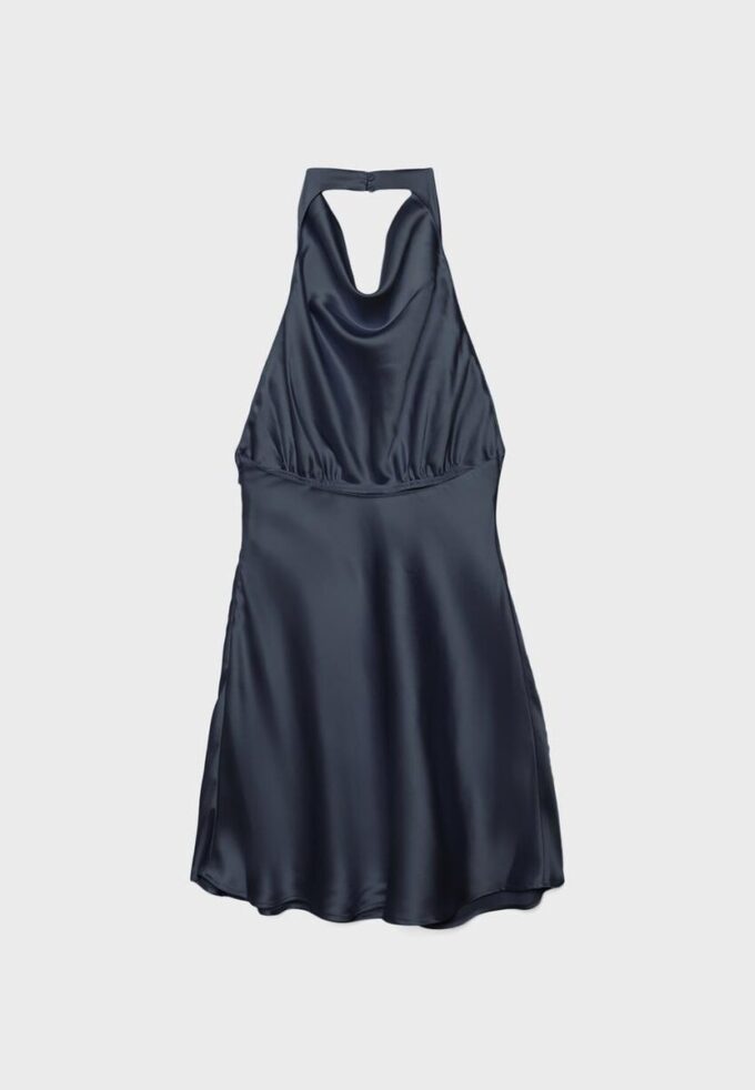 Kurzes Satin-Kleid mit Neckholder
