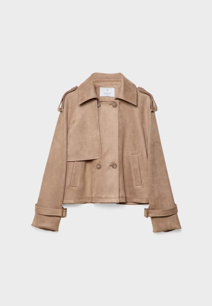 Kurzes Trenchcoat aus Kunstwildleder