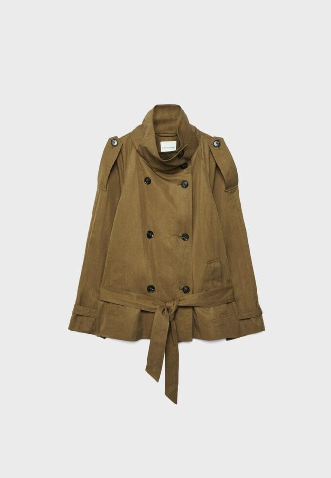 Kurzes Trenchcoat mit hohem Kragen
