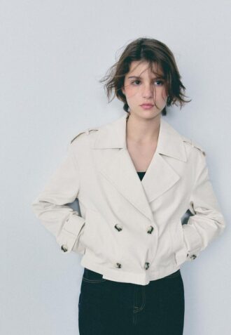 Kurzes Zweireihiger Trenchcoat