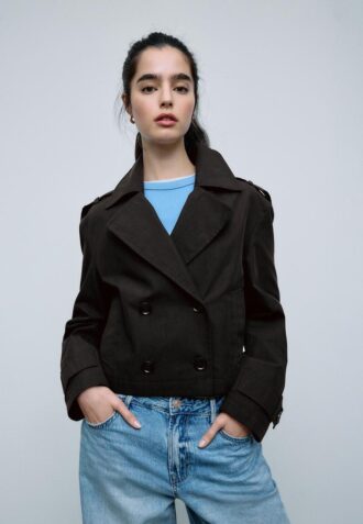 Kurzes Zweireihiger Trenchcoat