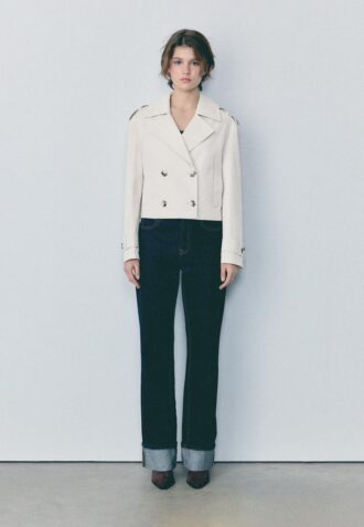 Kurzes Zweireihiger Trenchcoat